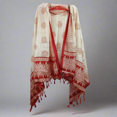 Khadi Cotton Poly Silk Digital Elegancia Print Dupatta