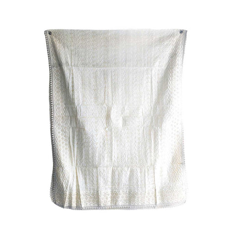 White Chikankari Cotton Dupatta with Geometric and Floral Motifs