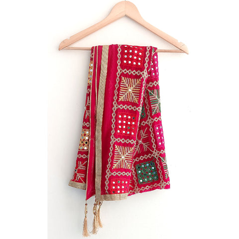 Kutch Embroidery Desigen Ludo Style Function Dupatta Size W 110 Cm X L 220 Cm.