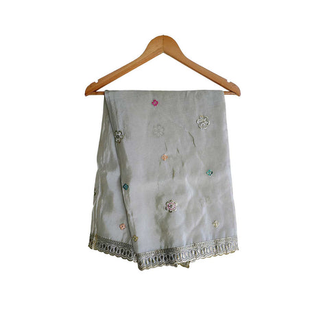 India Scarves Silk Dupatta with Intricate Embroidery