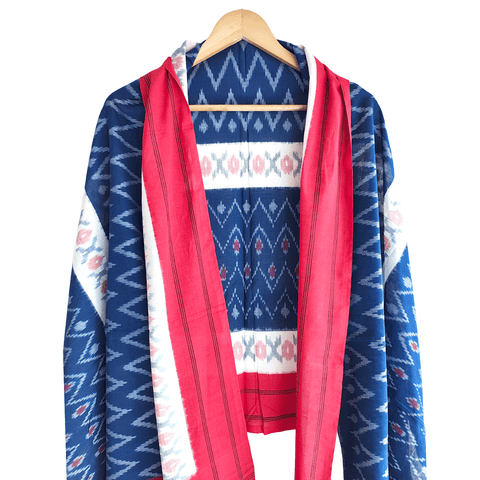 Eternal Beauty Handwoven Pochampally Ikat Silk Dupatta with Zari Elegance