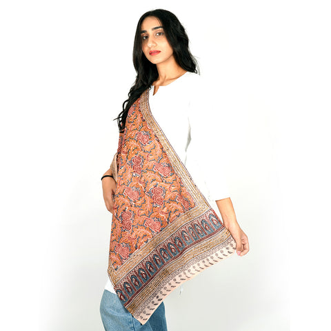 Indian Scarves Women's Kalamkari cotton stole Size  55x194 cm