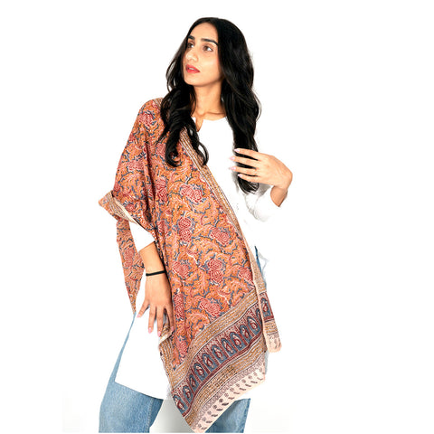 Indian Scarves Women's Kalamkari cotton stole Size  55x194 cm