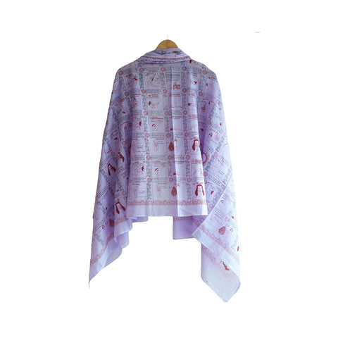 Yoga  Exercise Diagram Cotton Sarong  Large Beach Wrap ( Purple Color )