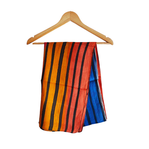 Vibrant Color Block Silk Scarf | Bold Stripes | Lightweight & Flowy