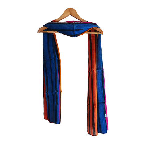 Vibrant Color Block Silk Scarf | Bold Stripes | Lightweight & Flowy
