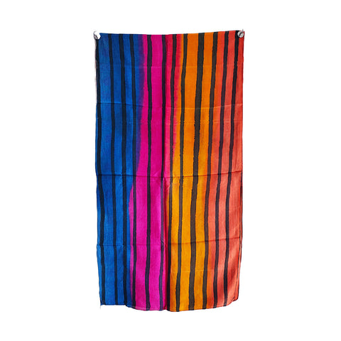 Vibrant Color Block Silk Scarf | Bold Stripes | Lightweight & Flowy