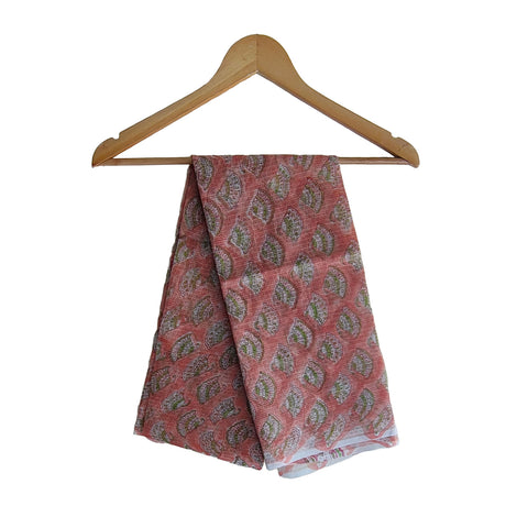 India Scarves Bagru Hand Block Floral kota Doria silk cotton Dupatta(Orange Color)