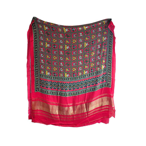 Semi Gaji Silk Bandhani Dupatta(Red)