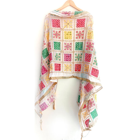 Kutch Embroidery Desigen Ludo Style Function Dupatta Size W 110 Cm X L 220 Cm.