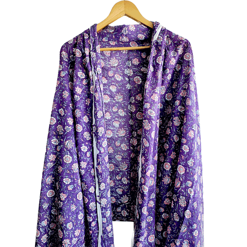 Bagru Block Print Sarong, Sarong Beach Wrap, Cotton Sarong,Pareo, Summer Pareo ,Size 45X80 Inc (Purple Colour)