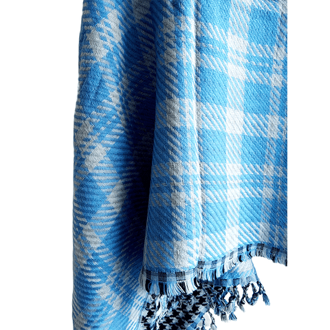 Earthy Elegance Embroidered Wool Stole | Blue | Warm Winter Wrap (QZ-34VT-HY06)