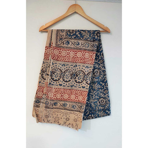 Indian Scarves Women's Kalamkari cotton dupatta with rainbow border Size 73x194 cm