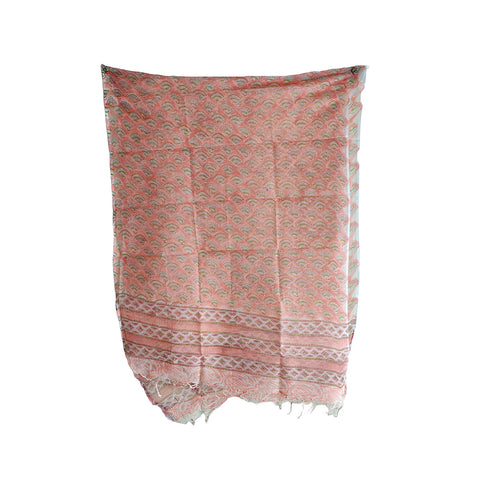 India Scarves Bagru Hand Block Floral kota Doria silk cotton Dupatta(Orange Color)