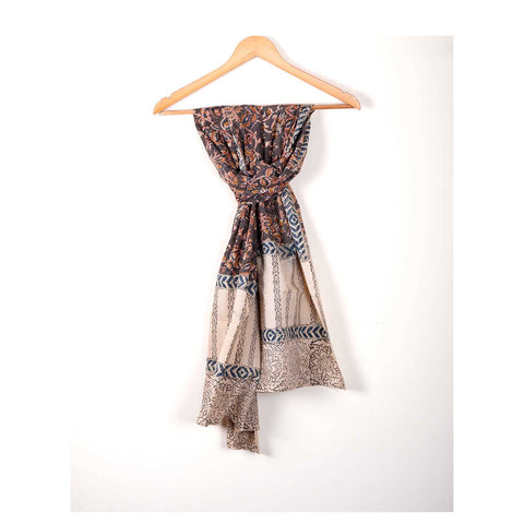 Indian Scarves Women's Kalamkari cotton stole Size  55x194 cm