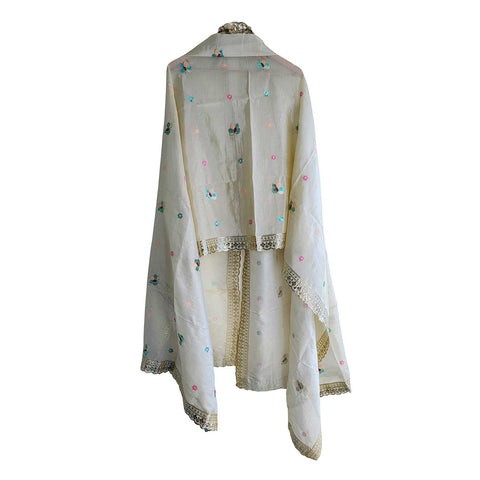 India Scarves Silk Dupatta with Intricate Embroidery