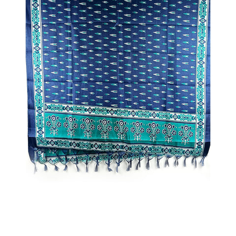 Khadi Cotton Poly Silk Digital Ikat Print Dupatta