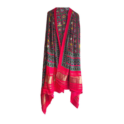 Semi Gaji Silk Bandhani Dupatta(Red)