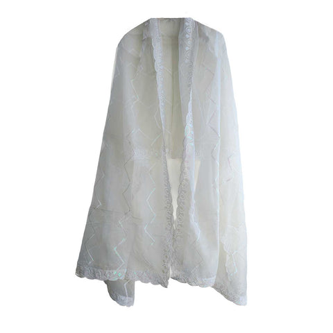 India Scarve's Net Cut Goldan Embroidered Floral Design  Dupatta