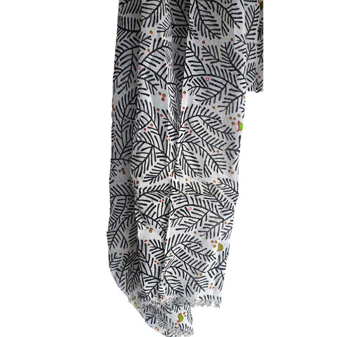 Women's Reversible Silk Viscose Summer Stole, with Fringe Tassels, 185 x 75 cm
