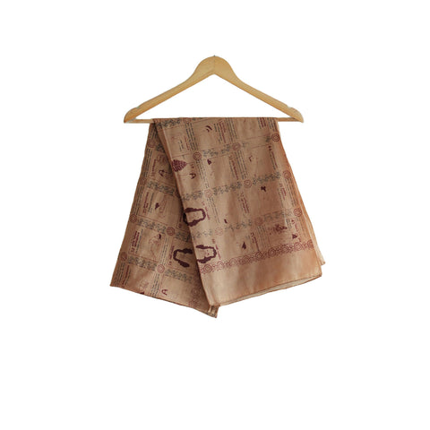 Yoga  Exercise Diagram Cotton Sarong  Large Beach Wrap ( Beige Color )