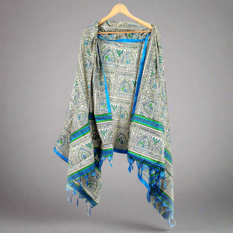 Khadi Cotton Poly Silk Tribal Print Dupatta