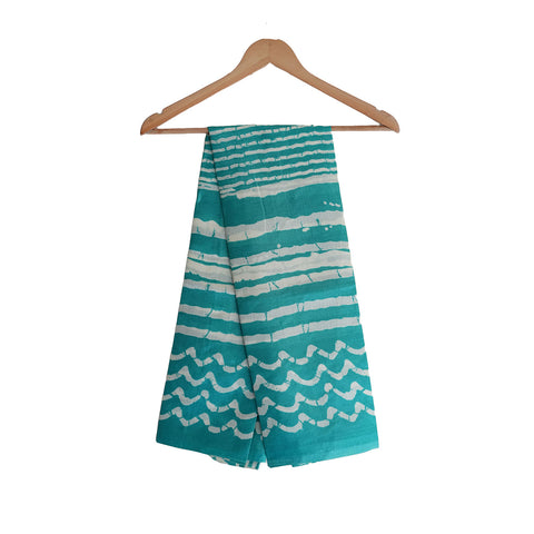 Khadi Cotton Print Design Dupatta(Light Blue Color)