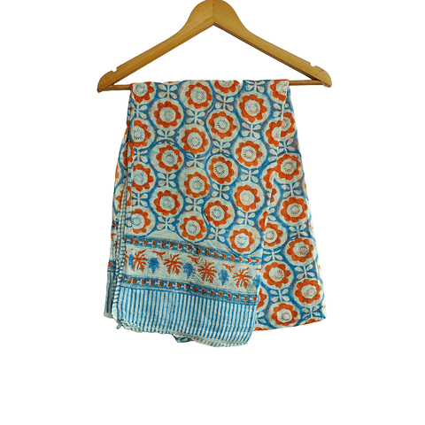 Bagru Block Print Sarong, Sarong Beach Wrap, Cotton Sarong,Pareo, Summer Pareo ,Size 45X80 Inc(light blue)