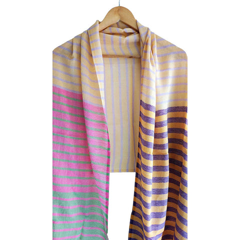 Earthy Elegance Embroidered Wool Stole | Blue | Warm Winter Wrap (ISYVMW011)