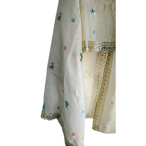 India Scarves Silk Dupatta with Intricate Embroidery