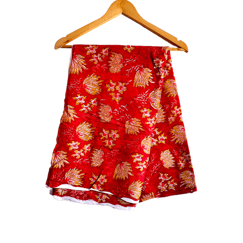 Bagru Block Print Sarong, Sarong Beach Wrap, Cotton Sarong,Pareo, Summer Pareo ,Size 45X80 Inc (Red Colour)