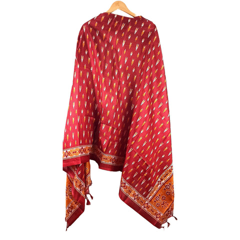 Khadi Cotton Poly Silk Digital Ikat Print Dupatta