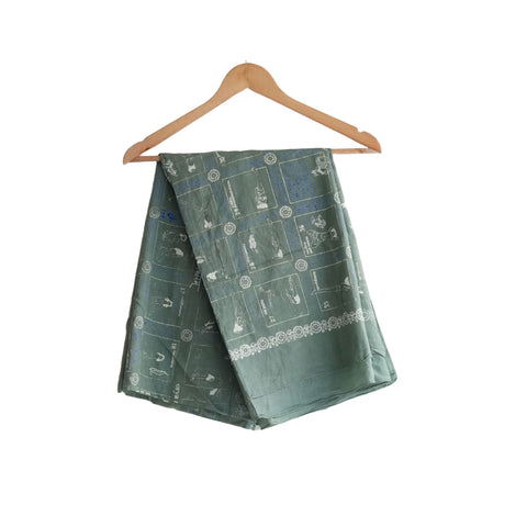 Yoga  Exercise Diagram Cotton Sarong  Large Beach Wrap ( Grey Color )