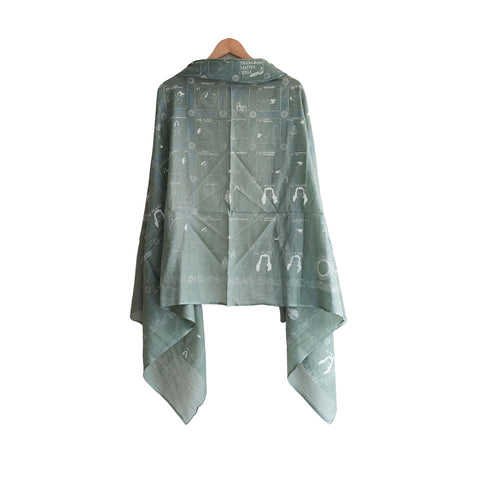 Yoga  Exercise Diagram Cotton Sarong  Large Beach Wrap ( Grey Color )