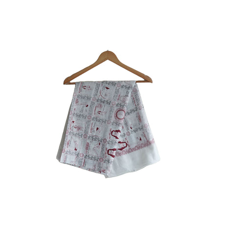 Yoga  Exercise Diagram Cotton Sarong  Large Beach Wrap ( White And Red  )