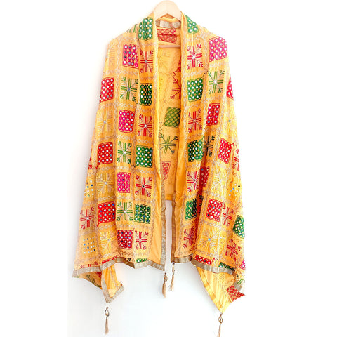 Kutch Embroidery Desigen Ludo Style Function Dupatta Size W 110 Cm X L 220 Cm.