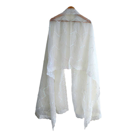 India Scarve's Net Cut Goldan Embroidered Floral Design  Dupatta