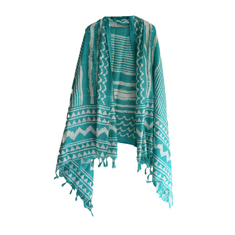 Khadi Cotton Print Design Dupatta(Light Blue Color)