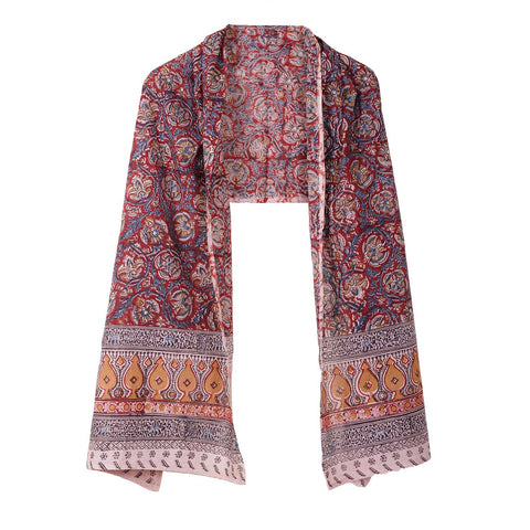 Indian Scarves Women's Kalamkari cotton stole Size  55x194 cm