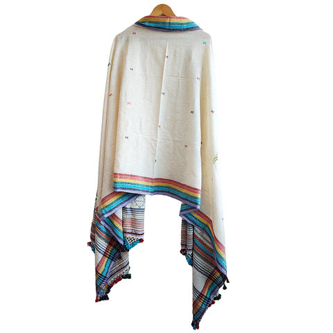 Kutch Weaving Handwoven Kala Cotton Multi Color Dupatta with Tassels