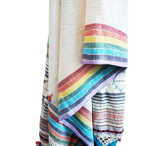 Kutch Weaving Handwoven Kala Cotton Multi Color Dupatta with Tassels