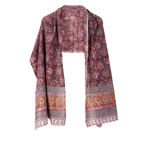 Indian Scarves Women's Kalamkari cotton stole Size  55x194 cm