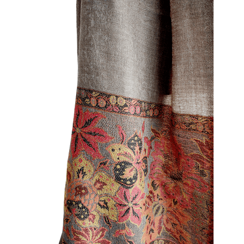 Earthy Elegance Embroidered Wool Stole | Artisan Winter Wrap for Women