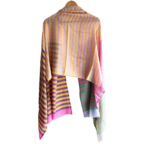 Earthy Elegance Embroidered Wool Stole | Blue | Warm Winter Wrap (ISYVMW011)