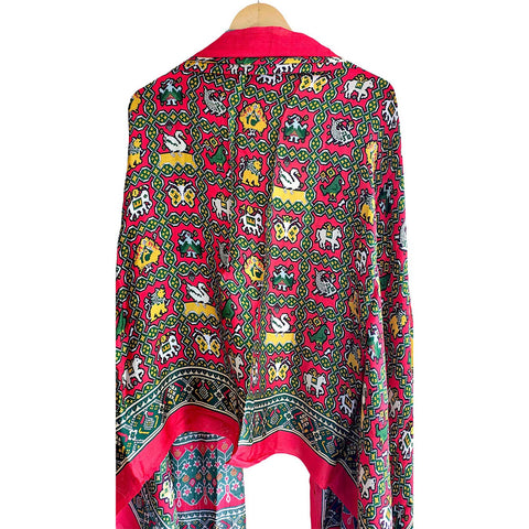 Semi Gaji Silk Bandhani Dupatta(Red)