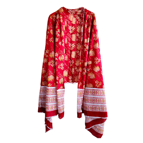 Bagru Block Print Sarong, Sarong Beach Wrap, Cotton Sarong,Pareo, Summer Pareo ,Size 45X80 Inc (Red Colour)