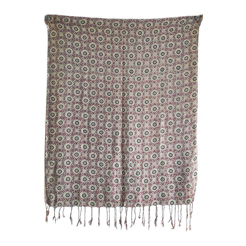 Women's Reversible Silk Viscose Summer Stole, with Fringe Tassels, 185 x 75 cm