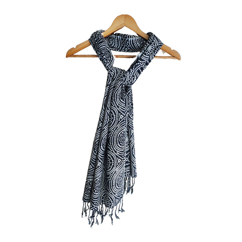 India Scarves Women's Viscose Geoi Design black and white colour Fragrance Stole, 75 Cm x 185 Cm