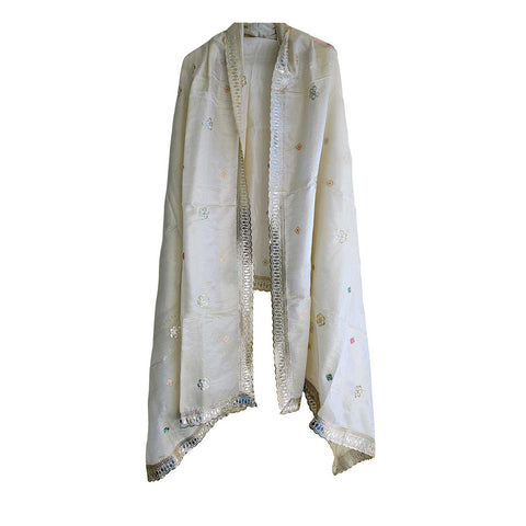 India Scarves Silk Dupatta with Intricate Embroidery