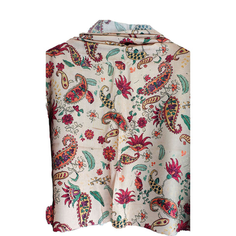Semi Gaji Silk Floral Dupatta( White And Green color)